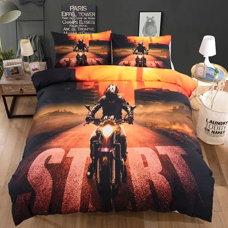 3d мотоциклетный Гоночный комплект постельного белья подарок для мальчика пододеяльник с Набор наволочек двойной размер пододеяльник набор