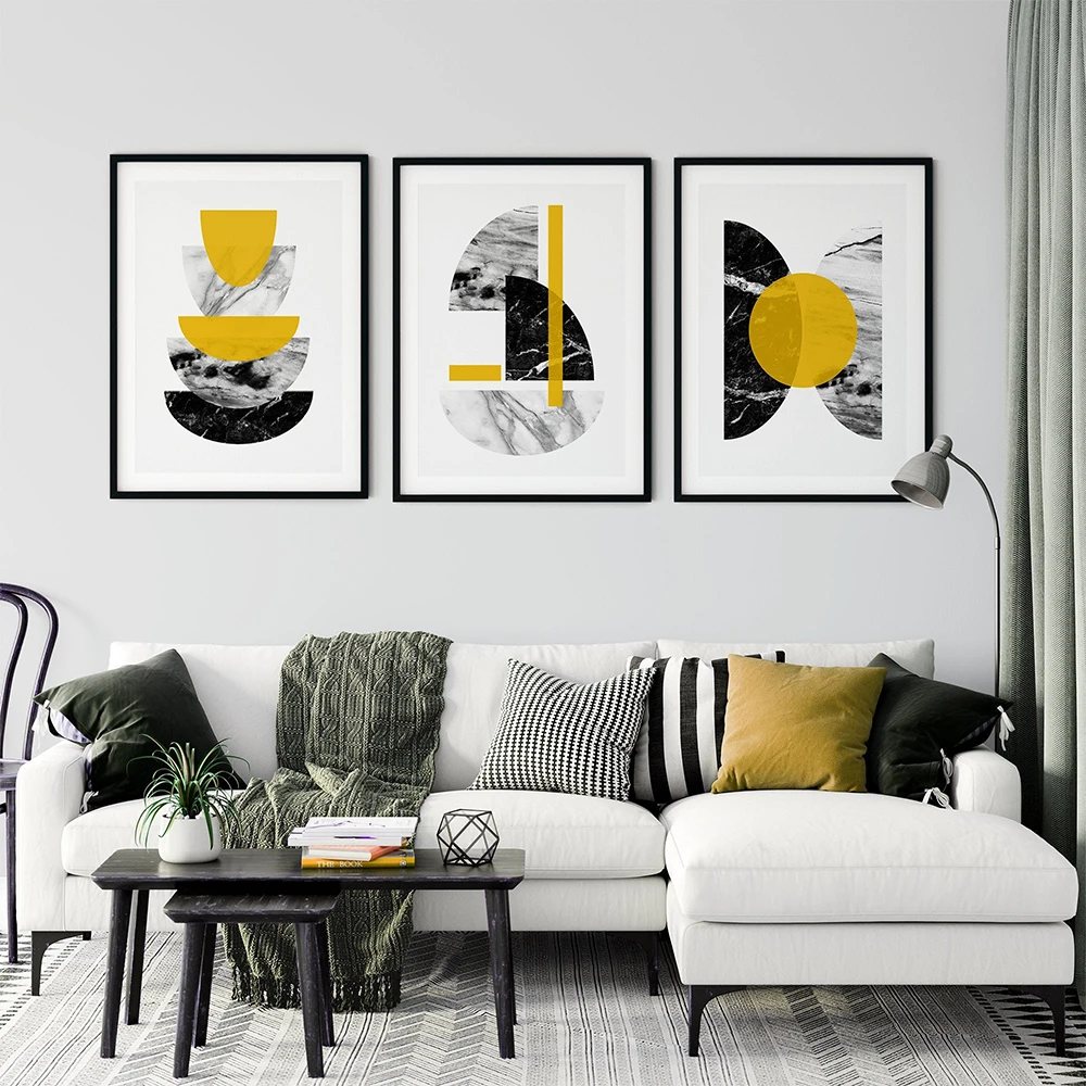 Abstract Geometry Poster Mustard Yellow Art Wall Art Canvas Painting Nordic Pictures Aesthetics Prints Living Room Home Decor