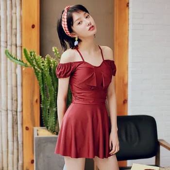 

Sexy Bathing Suit Women Swimsuit Closed Female Push Up Bikini May Beach Girls New Web One Piece Korean Bubble Hot Swimming Solid