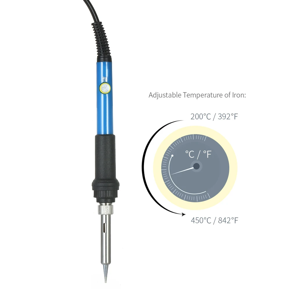 

Hot 20 in 1 soldering iron Tool Kit 60W Adjustable Temperature electric soldering irons Welding 5pcs Soldering Tips Desoldering