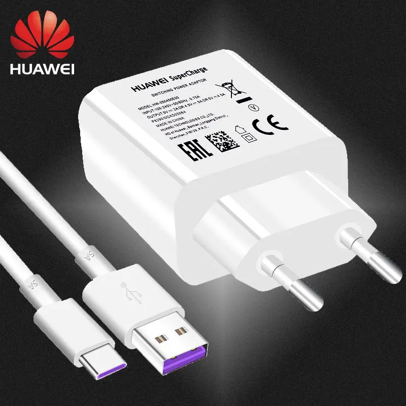 

Huawei P20 Pro Lite USB Charger Wall Travel SuperCharge 100% Original 5V4.5A 5A USB Type C Cable Honor 10 V10 View10 Nova 3e