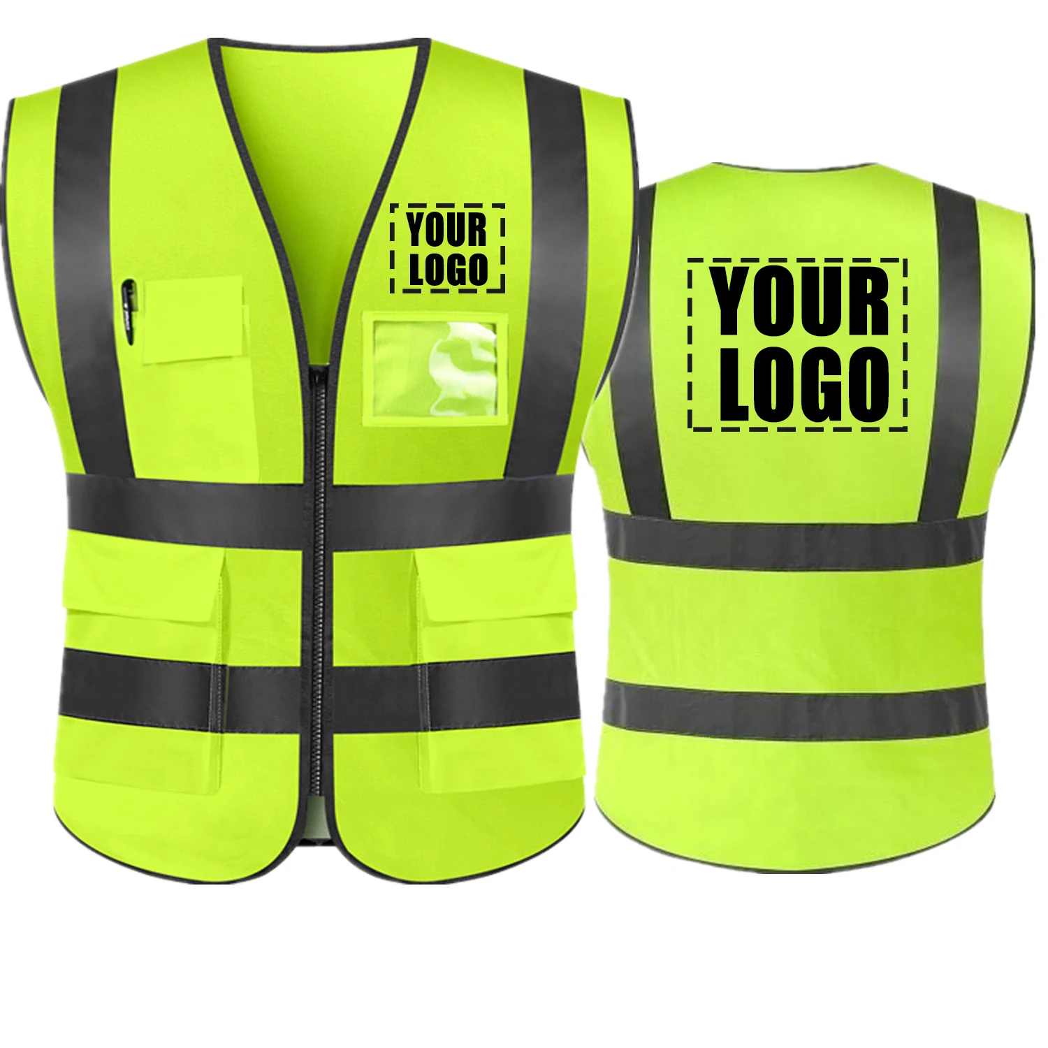 Reflective safety vest Custom your text logo high visibility security reflective vest personalized construction traffic outdoor safety cycling wear