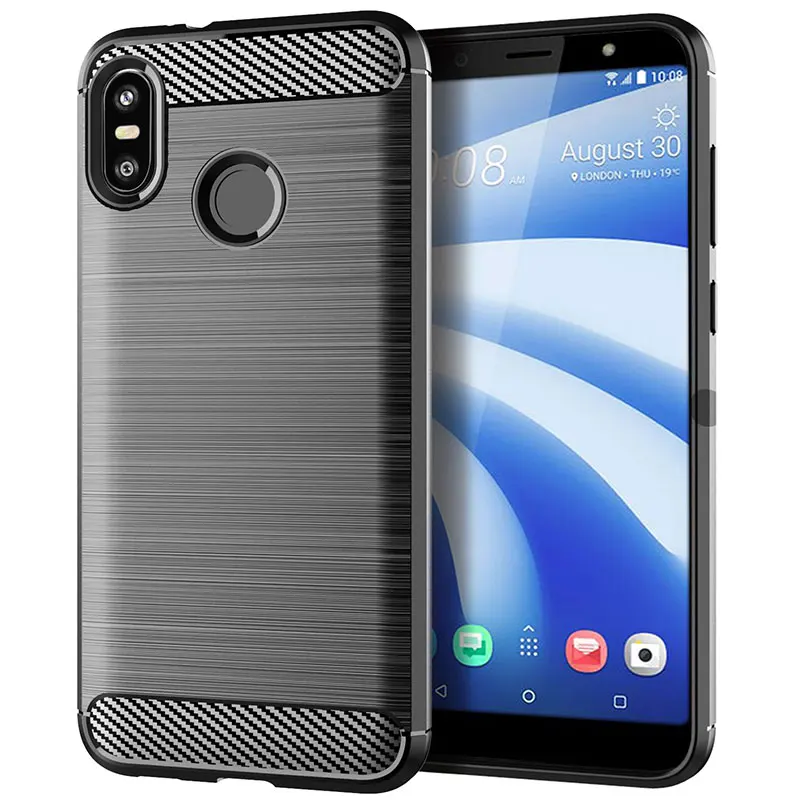 Серый Матовый текстурный чехол для телефона для htc U12 Life, чехол из углеродного волокна, роскошный ТПУ чехол для задней панели s для htc Desire 12 Plus U11 Life Eyes, чехол - Цвет: Серый