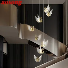 

AOSONG Nordic Creative Swan Pendant Light Stairs Chandelier Hanging Contemporary Fixtures for Home Dining Room