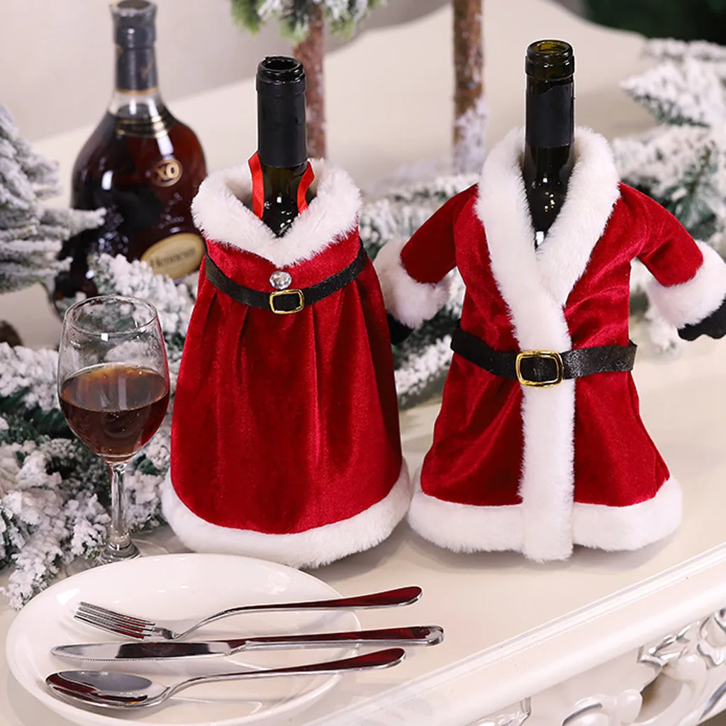 Рождественские украшения наборы свитер Одежда для бутылок нарядная юбка бутылка вина и украшение рождественской елки