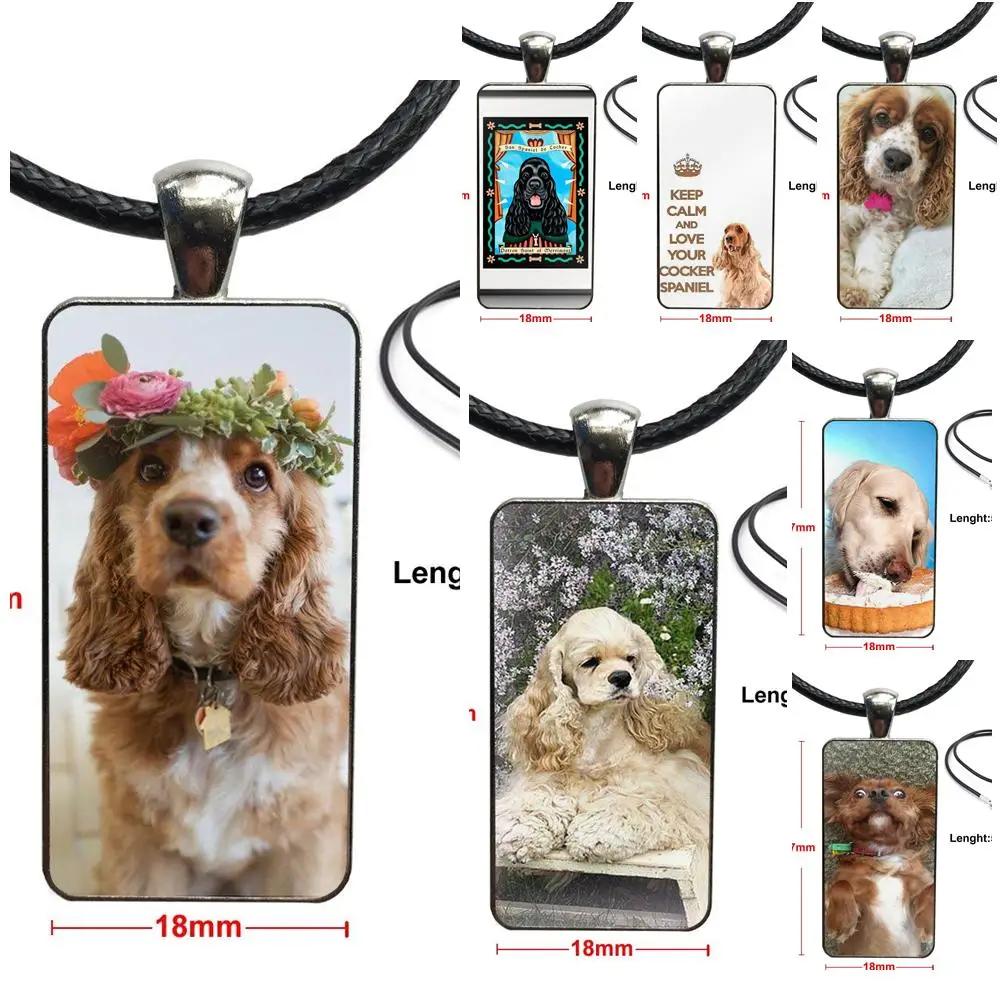 Для женщин и девушек подарок кокер-спаниель модное стекло кабошон ожерелье с