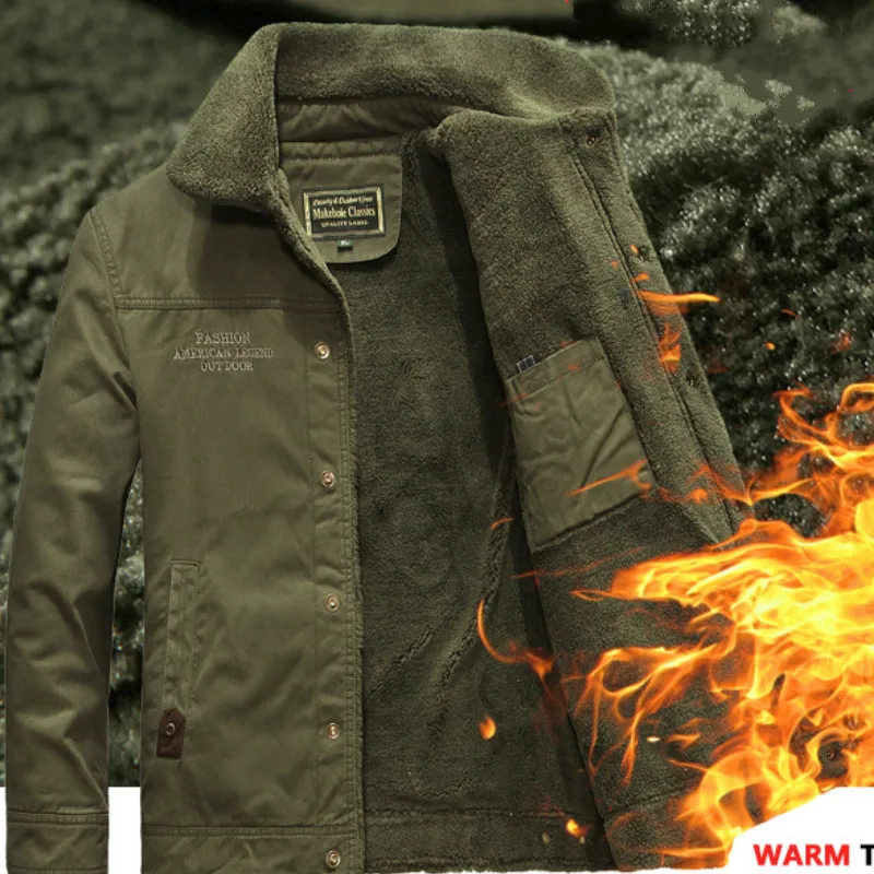 Kezrea Men Top Warm Waterproof Big Size Thicken Male Heavy Wool 2 In 1 Coat High Quality Fleece Cotton-Padded Winter Jacket