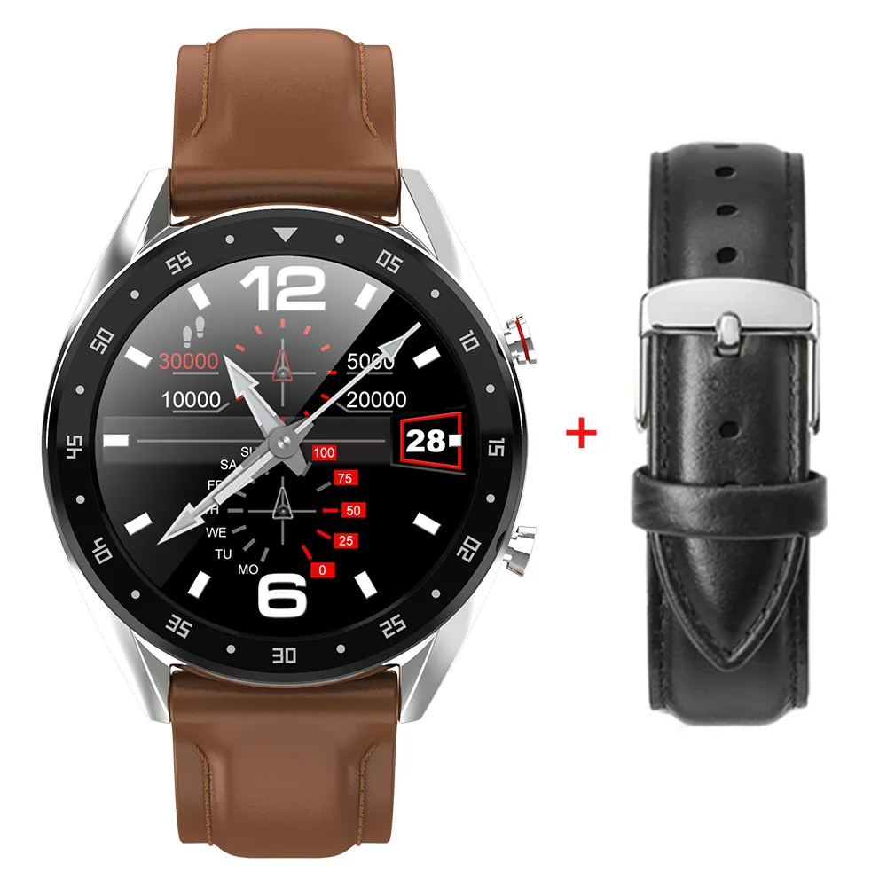 B add Bl leather Смарт-часы Tornstic L7, поддержка телефонных звонков, набор ЭКГ, измерение сердечного ритма, умные часы, водонепроницаемые Ip68 часы для мужчин и женщин, Android IOS - Цвет: B add Bl leather