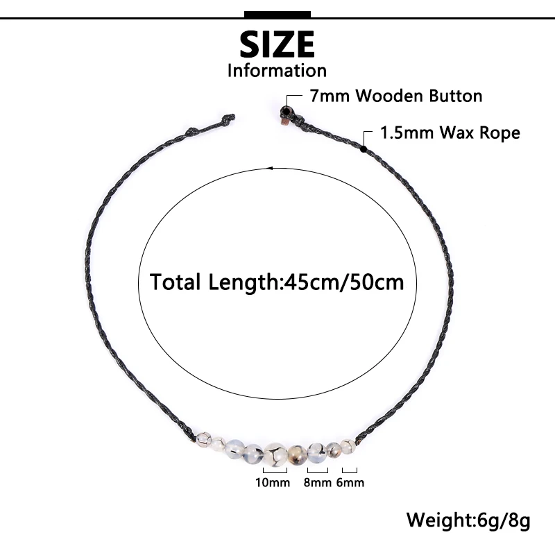 Men Women Natural Stone Beads Tiger Eye Necklace Lapis Lazuli Crystal Adjustabal Waxed Rope Wrap Neck Chain Choker Jewelry - Image 6