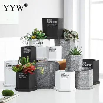 

Hexagon Flower Pot With Tray Nordic Style Oddish Planter Garden Plant Pots Home Flower Pots Decorative Outdoor Indoor Decoration