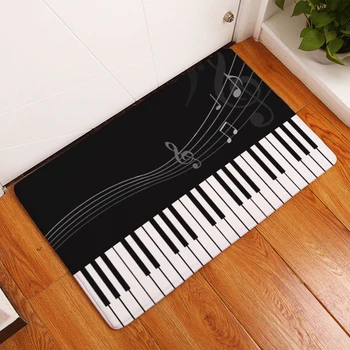 

HomeMiYN Classic Bath Mat Bathroom Flannel Door Mats Digital Footpad Printed Nostalgic Piano Keys Music Score Anti Slip 2 Sizes