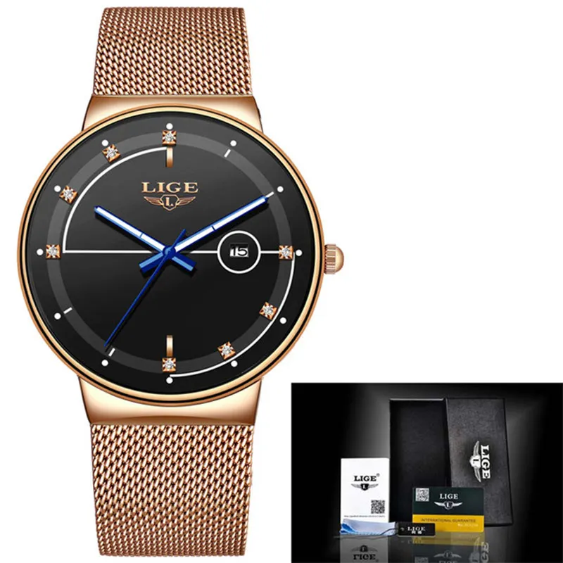 Reloj Mujer LIGE новые женские роскошные брендовые часы простые Кварцевые женские водонепроницаемые наручные часы женские модные повседневные часы