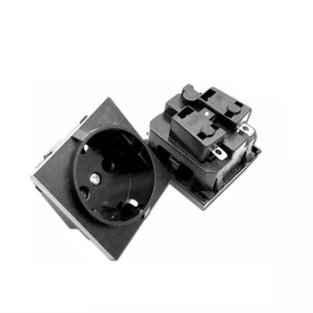 

5PCS E-08 Eu Female Socket Black 16A 250V 4000W Industrial AC Extended Power Cord Connector Electrical Socket