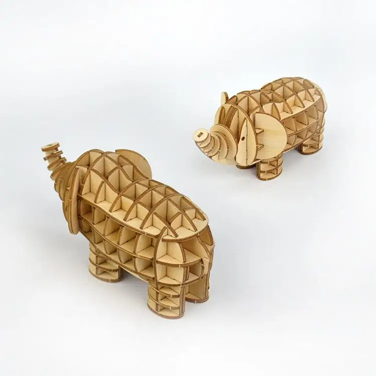 Лазерная резка птица Орел рыбы игрушки для кошек и собак 3D деревянные головоломки сборки модели наборы для ремесла украшения стола для детей - Цвет: Розовый