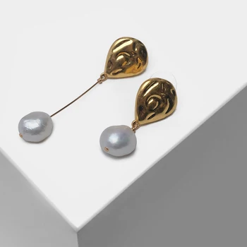 

Amorita boutique water drop design asymmetrical fashion pearl drop earrings