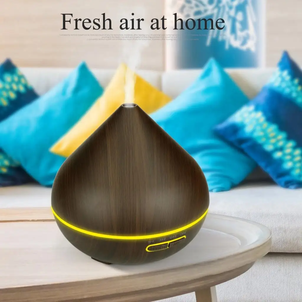 Color-Changing LED Light Electric Humidifier Essential Aroma Oil Diffuser Ultrasonic Wood Grain Air Humidifier Mini Mist Maker