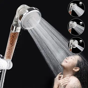 

Durable Anion Shower Head Adjustable High Pressure Nozzle Stone Stream Handheld Shower-Head Negative Ion Activated Ceramic Spray