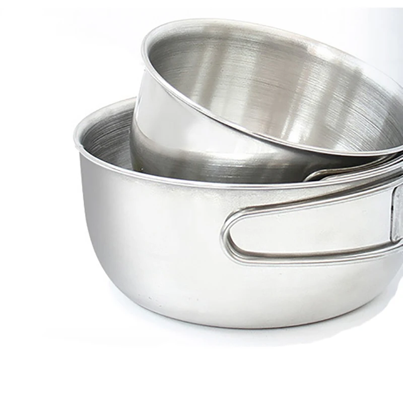 Outdoor combination tableware stainless steel 4 piece set steel bowl camping hiking travel fishing picnic 500ml