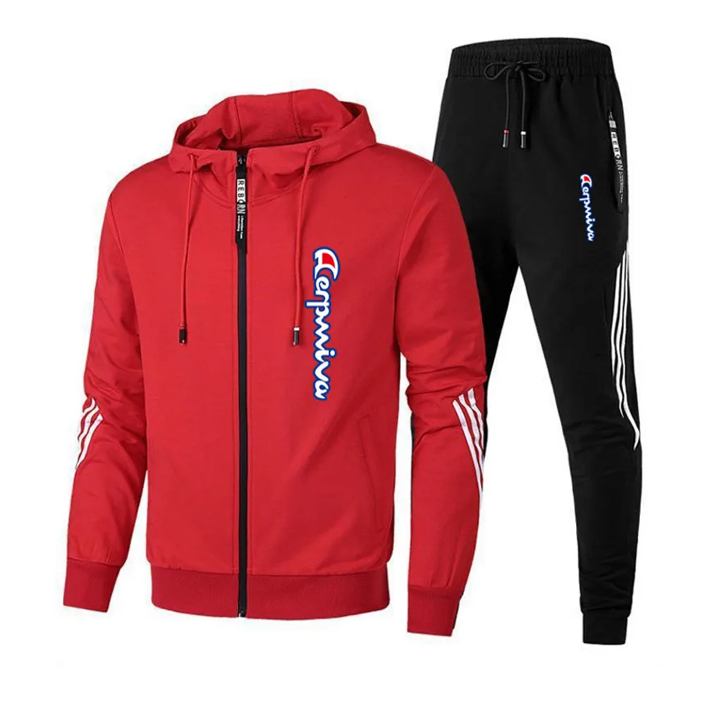 

Men's Track Suit Set Printed Jacket + Sweatpant Sets Fashion 2 Piece Outfits Autumn Winter Ropa Para Hombre Hoodie and Pant Set