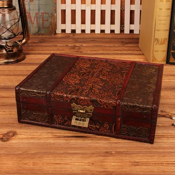 

Wooden Storage Jewelry Box Vintage Wood Box with Wedding Gift Packaging Manual Desktop Decoration