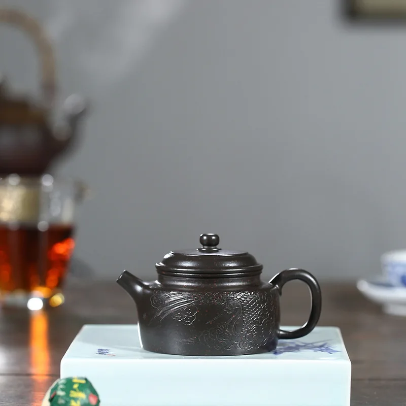 

Yixing are recommended by the manual sharply cinnabar mud, purple sand pot of kung fu tea set clock 150 cc