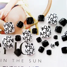 Готовый продукт Маникюр 24 штук в штучной упаковке поддельные ногти для ног Журнал Стиль черный готовой продукции маникюр патч J29