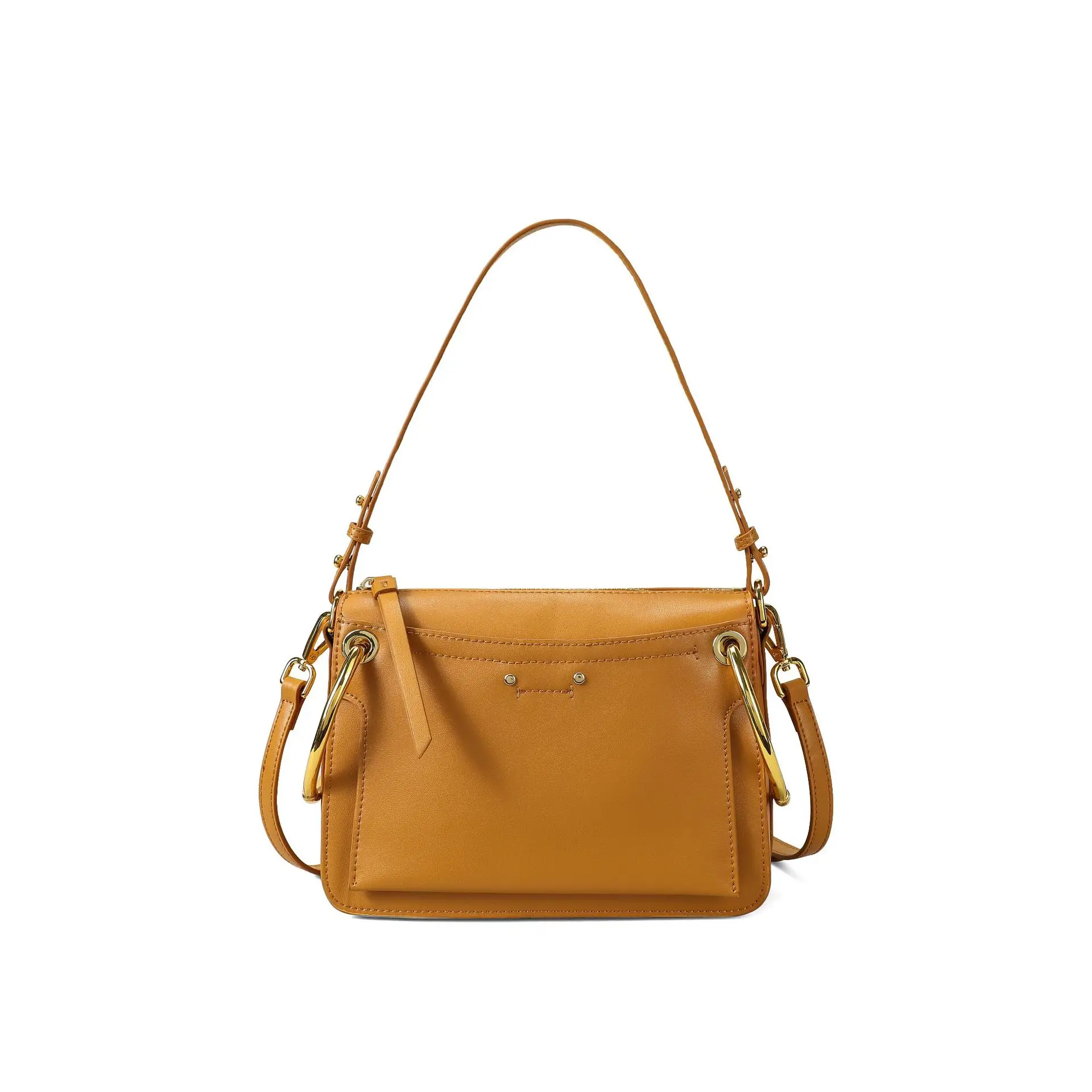 

2019 New Fashion Metal Ring Bag Hot Handbag Genuine Leather Shoulder Messenger Bag Multi-Function Small Square Bag High Quality
