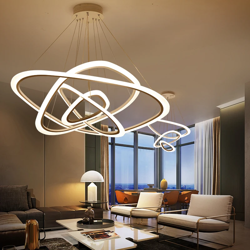

Nordic Irregular Ring Chandelier Modern LED Chandeliers Acrylic Aluminum Chandelier lamp Hanging Fixtures Lustres Luminaire
