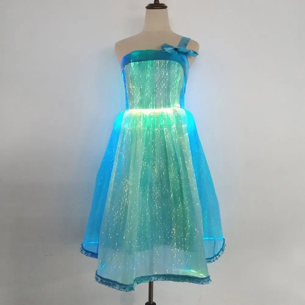 

Женская светодиодная юбка, женское свадебное платье с подсветкой из оптического волокна, светящийся костюм для выступлений и танцев, одежда для косплея, шоу