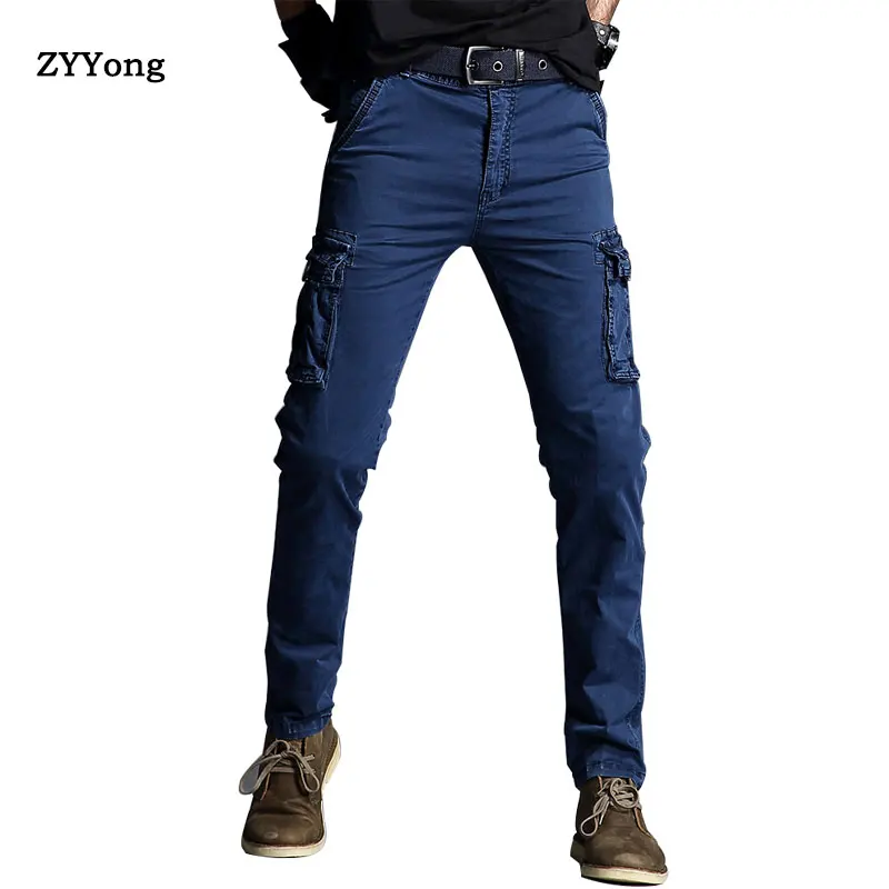 

ZYYong Men's Military Overalls High Quality Cotton Jogging Multi-Pocket Fashion Men's Casual Pants Wear-Resistant Straight Pants