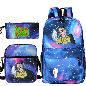 

Popular Billie Eilish Backpack Teens Bookbag Boys Girls Schoolbag Child Rucksack Gift (3pcs Set/backpack+shouder Bag+pen Bag)