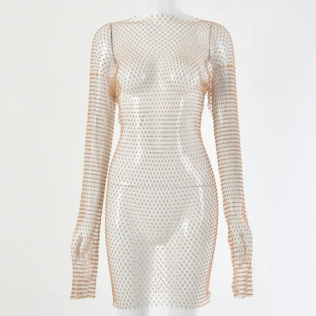 diamond fishnet dress