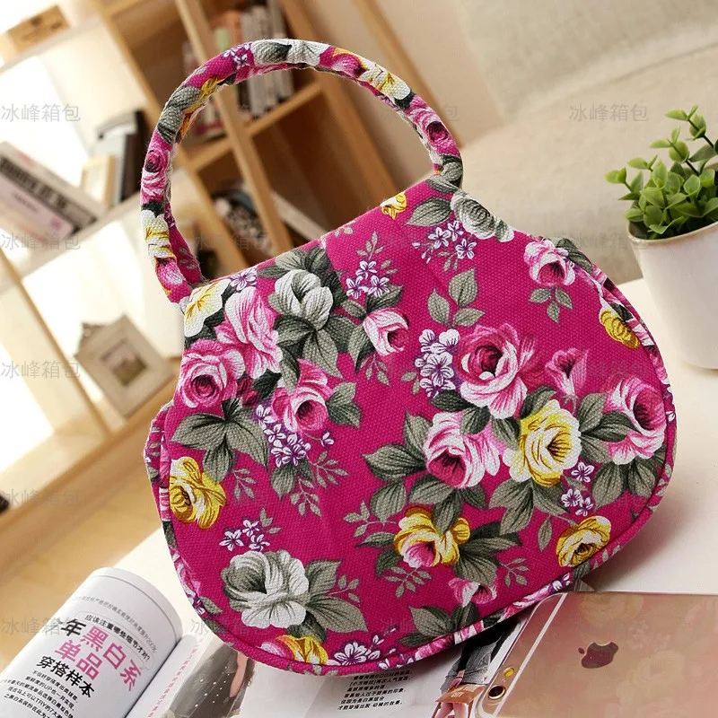 

2018 New Style Korean-style Canvas Printed Purse Mommy Bag Hand Bag Grocery Shopping Bento Bag