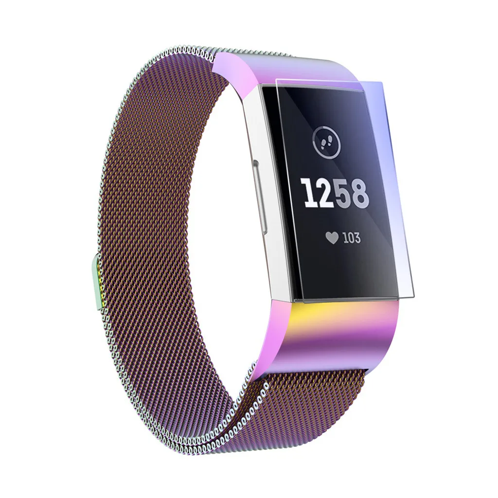 HIPERDEAL миланские часы из нержавеющей стали ремешок браслет+ пленка для Fitbit Charge 3 Высококачественные мягкие часы ремешок Aug15