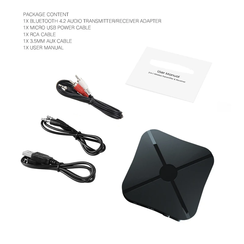 Bluetooth 4,2 настоящий стерео 2 в 1 приемник передатчик Bluetooth беспроводной адаптер аудио с 3,5 мм AUX для домашнего ТВ MP3 ПК