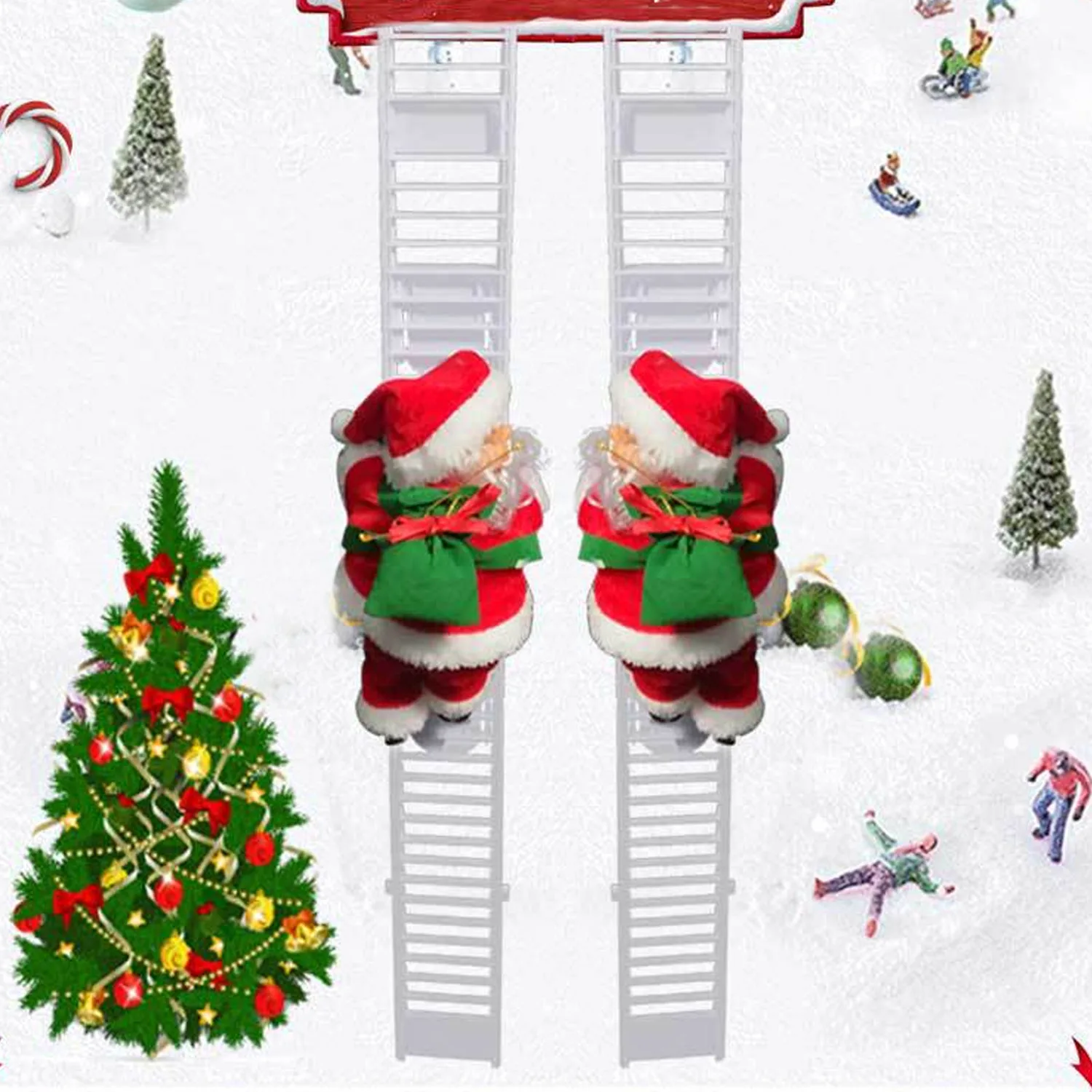 Детский милый мультяшный Электрический плюшевый Санта-Клаус, лестница для скалолазания, Рождественская фигурка, кукла, рождественские вечерние домашний декоративный орнамент, игрушка