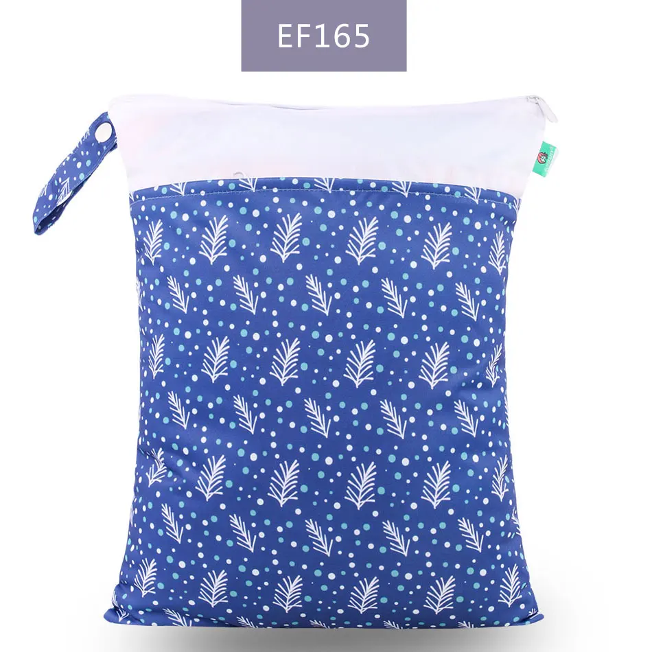 EF165-wet bag Elinfant 1 шт. многоразовая водонепроницаемая сумка для подгузников с модными принтами влажная сухая сумка для подгузников с двойным карманом тканевые сумки с ручками 30*40 см - Цвет: EF165-wet bag