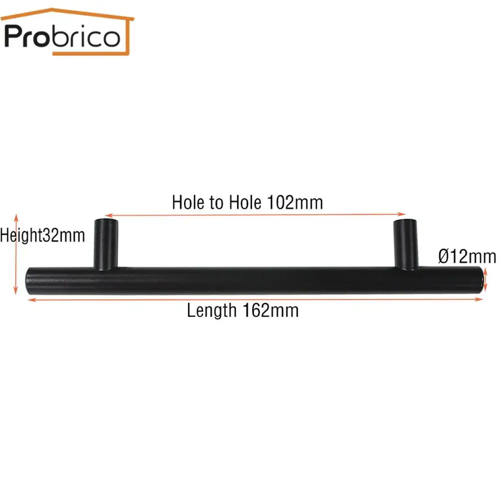 Black C.C 102mm Probrico ручки для шкафа кухонные дверные ручки 12 мм круглые ручки для ящика шкафа для мебельной фурнитуры CC 50 мм~ 256 мм - Цвет: Black C.C 102mm