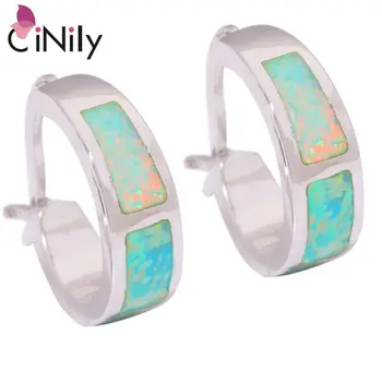 

CiNily Created Green Fire Opal Silver Plated Earrings Wholesale Retail for Women Jewelry Earrings 13mm OH2660