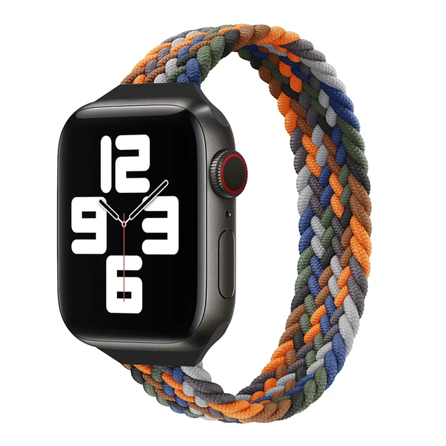 Slim Braided Solo Loop For Apple watch band 44mm 40mm 42mm 38mm 42 mm FABRIC Elastic belt bracelet iWatch serie 6 5 4 3 se strap 7 camouflage