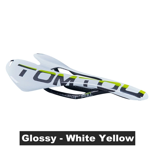 Glossy white yellow TOMTOU полный 3K Углеродное волокно велосипедное седло для шоссейных/MTB велосипедных частей глянцевый Сверхлегкий 115 г Максимальная нагрузка 150 кг - Цвет: Glossy white yellow
