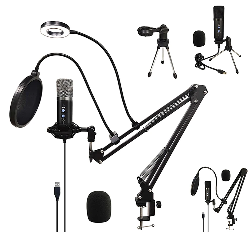 BM700 Condenser Microphone,with Boom Arm USB Microphone for Recording