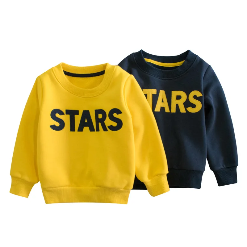 

27Kids Boys Long Sleeves Stars Pattern Sportswear Sweatshirts Plus velvet Kids Clothes Children's Winter Tops Clothing 2-9Years