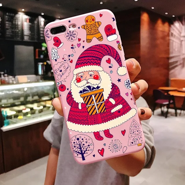 GTWIN чехлы для телефонов с изображением Санта-Клауса для iPhone 11 Pro Max X XR XS Max 6 6s 7 8 Plus, милая мягкая задняя крышка из ТПУ с изображением рождественской елки для девочек - Цвет: T14
