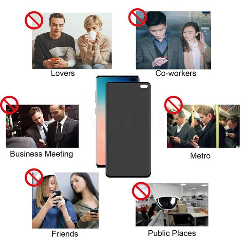 Anti Spy Tempered Glass with Fingerprint Unlock Glass for Samsung S20 Ultra S10 S9 S8 Plus Privacy Screen Protector Pellicola (10)