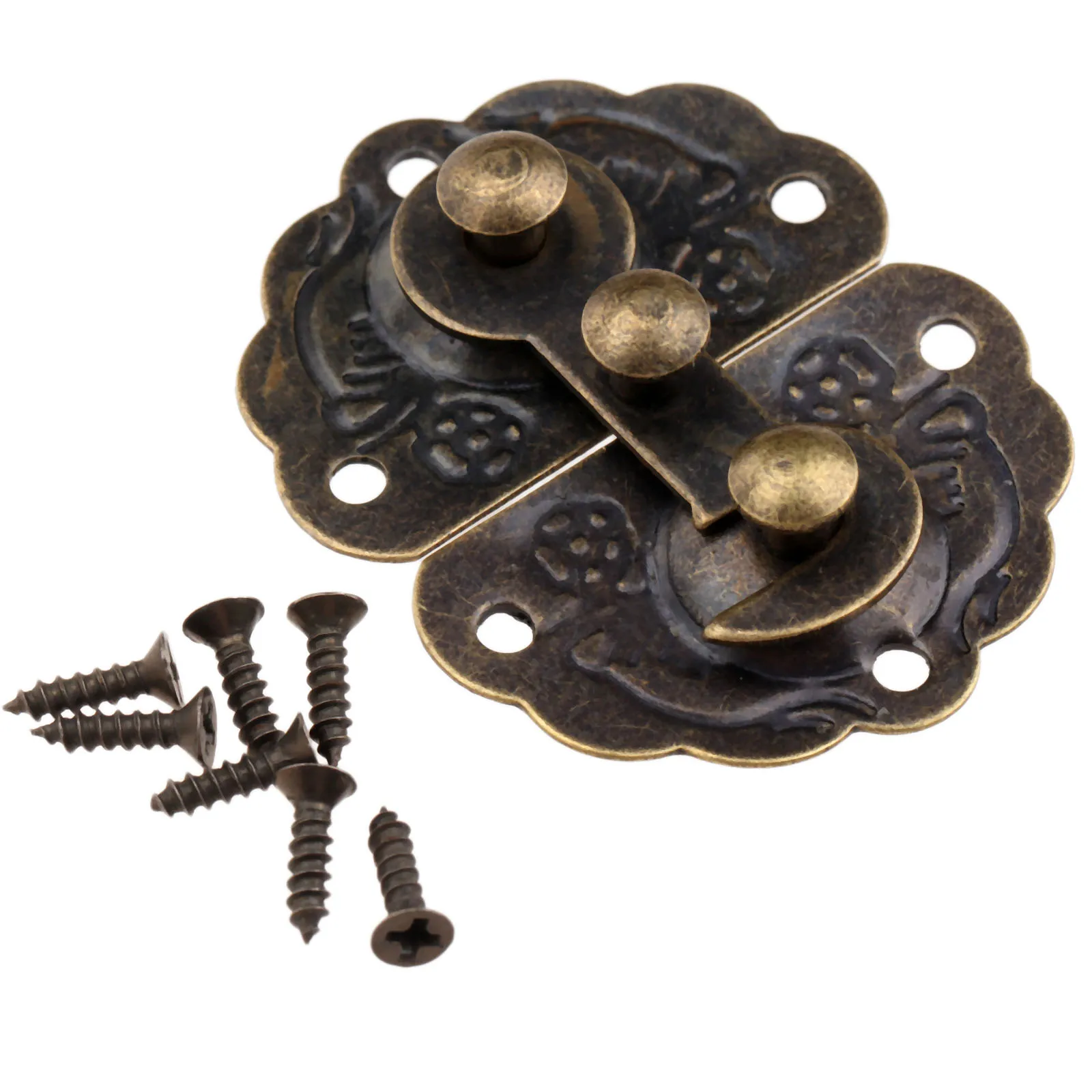 Latch Hasp Hook Clasp Lock Vintage Decorative Metal Buckle 5pcs 44x34mm screws For Box Case Jewelry Toolbox