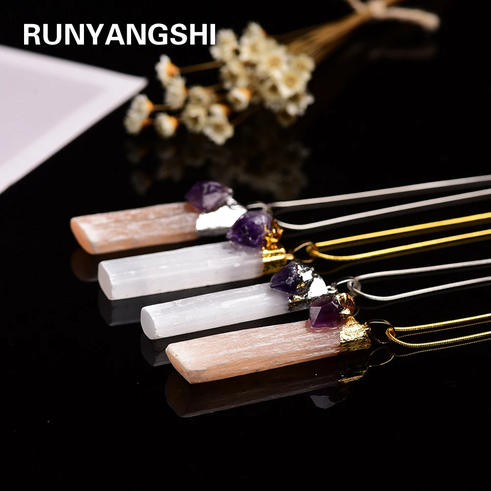 Runyangshi 1 шт. Подвеска из натурального штукатурного камня инкрустированная