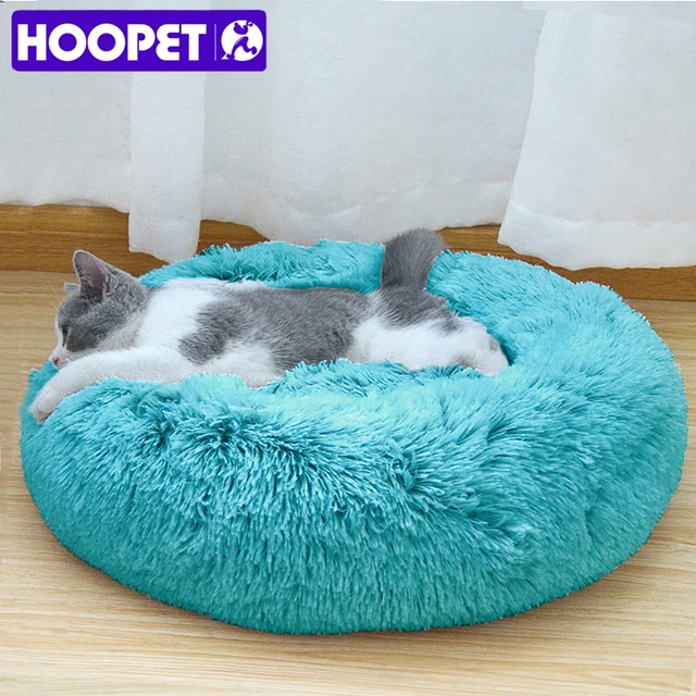 $US $8.31  HOOPET Round Plush Cat Bed House Soft Long Plush Cat Bed Round Pet Dog Bed For Small Dogs Cats Nest