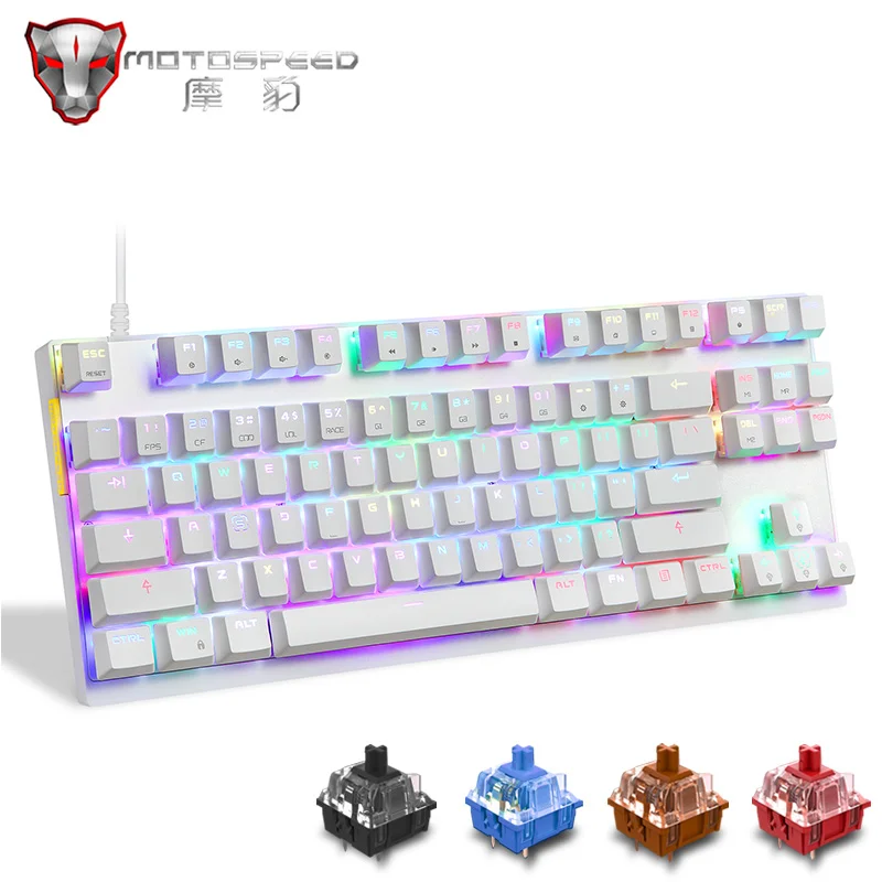 Newest Motospeed CK82 RGB Gaming Mechanical Keyboard Anti-Ghosting LED Backlight USB Wired Laser Keyboard For PC Computer Gamer