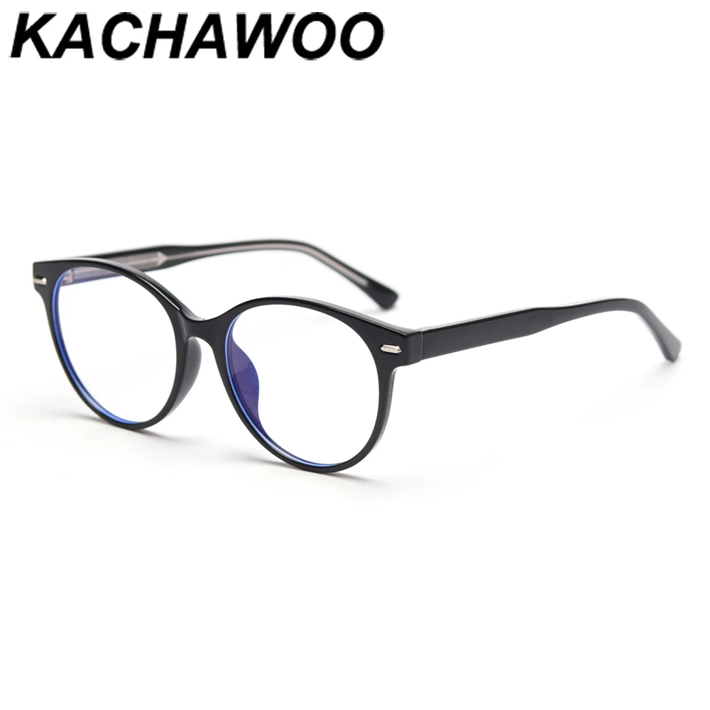 Kachawoo ретро очки мужские прозрачные черные оптические оправа Круглые Женские TR90